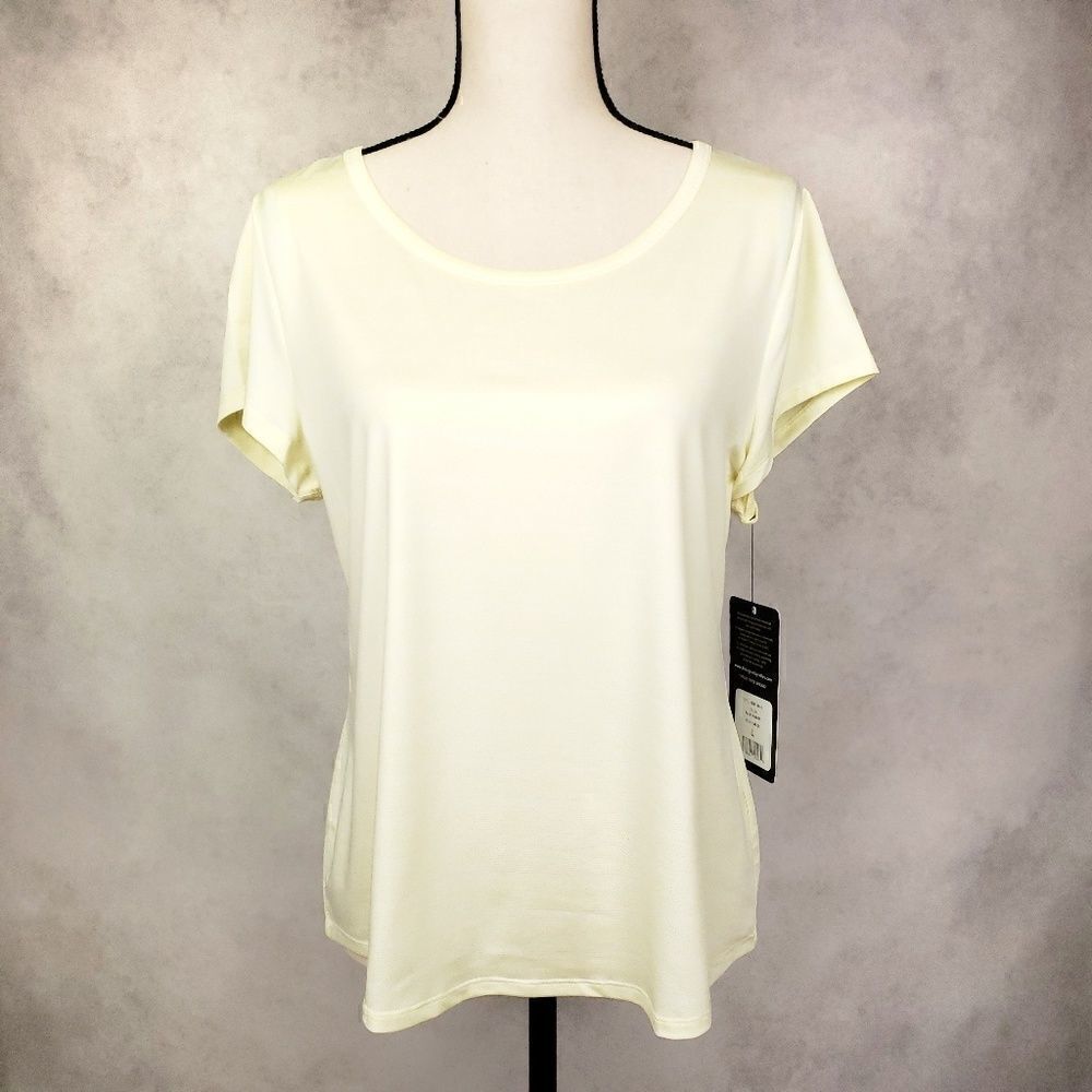NWT 90 Degrees yellow scoop neck athletic shirt L